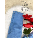 Kit 2 Calças Jeans Feminina Premium Preta e Clara Modela Levanta Bumbum Cós Cintura Alta Skinny com Elastano Lycra
