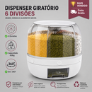 Dispenser Giratório de Alimentos 6 Divisões – Organizador de Grãos, Cereais e Temperos com Tampa Hermética