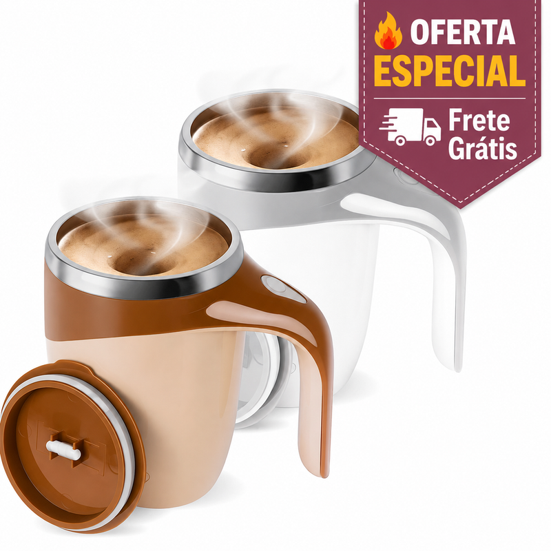 Caneca Mixer Magnética Automática 380ml Recarregável USB Misturador de Bebidas em Aço Inox