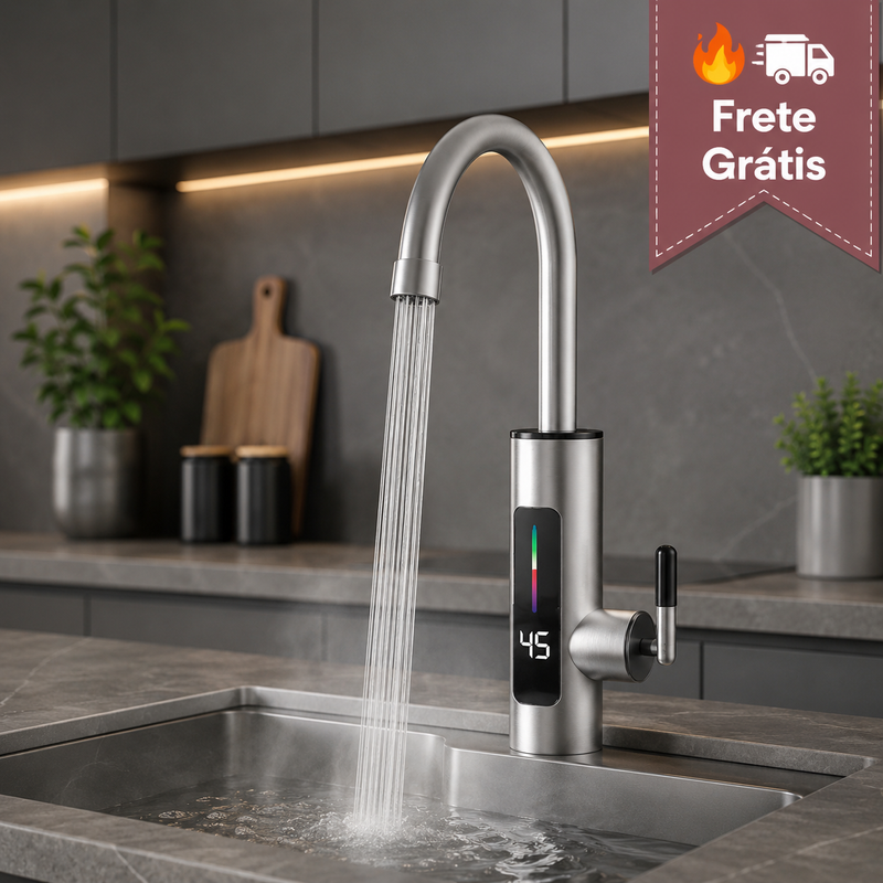 Torneira Elétrica 3000W com Visor Digital de Temperatura 360° Água Quente e Fria Instantânea