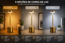 Luminária de Mesa LED Touch Recarregável Premium – 3 Tons de Luz com Brilho Ajustável