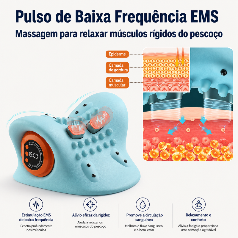 Massageador Cervical com Tração Inteligente e Compressa Térmica | Alívio e Relaxamento para Pescoço