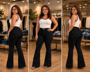 KIT 3 CALÇAS JEANS FLARE FEMININA CÓS ALTO LEVANTA BUMBUM COM LYCRA
