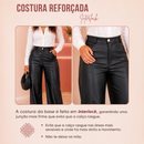 Calça Feminina Wide Leg Cintura Alta Couro Premium Preta Modeladora