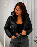 Jaqueta Puffer Feminina em Couro Premium – Elegância e Proteção Térmica