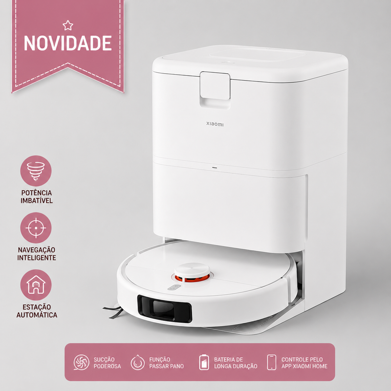 Robô Aspirador Inteligente H50 com Estação Autolimpante – Limpeza Completa Sem Esforço