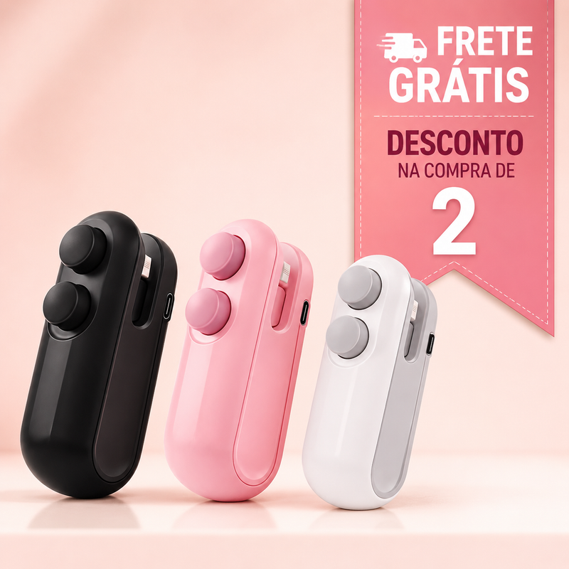 Mini Seladora Recarregável 2 em 1 – Kit com 2 Unidades