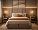 Cabeceira Modulada Estofada com 2 Mesas de Cabeceira | Camurça Premium para Cama Box 0,90m a 1,95m