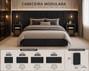 Cabeceira Modulada Estofada com 2 Mesas de Cabeceira | Camurça Premium para Cama Box 0,90m a 1,95m