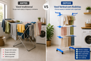 Varal Vertical Dobrável 3 Andares com Rodinhas – Organize e Seque Mais Roupas em Menos Espaço