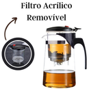 Chaleira Bule Jarra de Vidro 600ML Para Chá Com Infusor Reutilizável