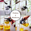 Chaleira Bule Jarra de Vidro 600ML Para Chá Com Infusor Reutilizável