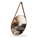 Espelho Adnet Redondo 40cm com Alça de Couro – Decorativo Premium para Sala, Quarto e Banheiro