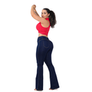 Kit 03 Calças Flare Feminina Jeans Escura Modelagem Empina Bumbum Lycra Cos Alto Boca de Sino
