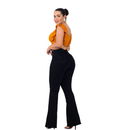 Kit 03 Calças Flare Feminina Jeans Escura Modelagem Empina Bumbum Lycra Cos Alto Boca de Sino