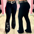 Calça Jeans Feminina Flare Country Rodeio de Luxo com Strass – Cintura Alta com Lycra