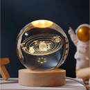 Luminária Globo LED 3D em Cristal | Lua, Via Láctea e Sistema Solar