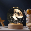 Luminária Globo LED 3D em Cristal | Lua, Via Láctea e Sistema Solar