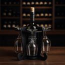 Adega de Vinhos Preta com Suporte para 4 Taças Elegância Praticidade Bancada Mesa Mdf