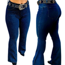 Calça Jeans Feminina Flare Country Rodeio de Luxo com Strass – Cintura Alta com Lycra