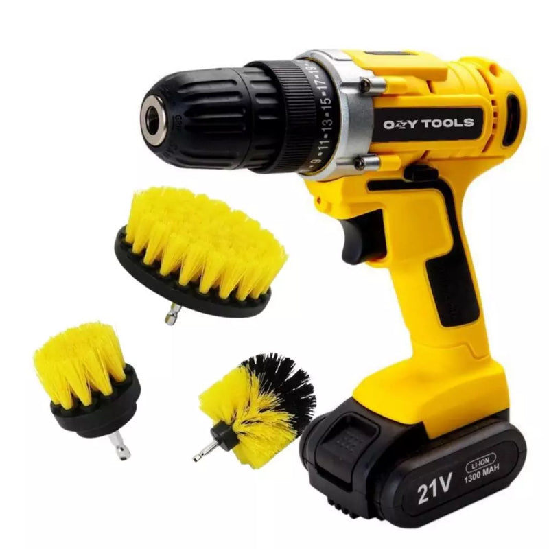 Parafusadeira e Furadeira de Impacto 21V com Kit de Escovas de Limpeza e Maleta Completa