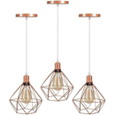 Kit 3 Pendente Aramado Diamante Luminária Lustre Teto Retro Industrial