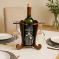Adega de Vinho MDF com Suporte para 4 Taças Preta