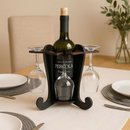 Adega de Vinho MDF com Suporte para 4 Taças Preta