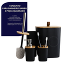 Kit Banheiro Completo 6 Peças com Lixeira e Detalhes em Bambu Luxo Moderno