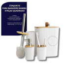 Kit Banheiro Completo 6 Peças com Lixeira e Detalhes em Bambu Luxo Moderno