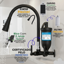Torneira filtro preta purificador de agua vela carvão ativado cozinha parede + 2 refil extra