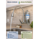 Torneira Filtro p/ Cozinha Cromada Parede purificador Inox Gourmet Cromada Refil Carvão Ativado