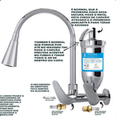 Torneira Filtro p/ Cozinha Cromada Parede purificador Inox Gourmet Cromada Refil Carvão Ativado