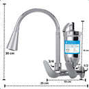 Torneira Filtro p/ Cozinha Cromada Parede purificador Inox Gourmet Cromada Refil Carvão Ativado
