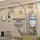 Torneira Filtro p/ Cozinha Cromada Parede purificador Inox Gourmet Cromada Refil Carvão Ativado