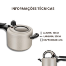 Panela de Pressão 4,5L Antiaderente com Visor de Vidro na Tampa Superior Grande Grafite/Cereja MTA
