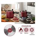 Panela de Pressão 4,5L Antiaderente com Visor de Vidro na Tampa Superior Grande Grafite/Cereja MTA