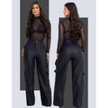Calça Cargo Feminina Couro Sintético Premium Cintura Alta