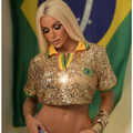 Camiseta Paetê Feminina Oversized-Look Brilhante Para Copa