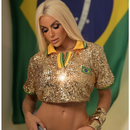 Camiseta Paetê Feminina Oversized-Look Brilhante Para Copa