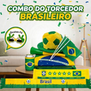 Combo Torcida Brasil Kit Completo Copa do Mundo Bandeiras Corneta Chapéu Óculos