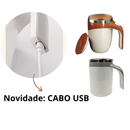 Caneca Térmica Copo Magnética Misturador De Bebidas Mixer Café Shake 380ml Suco Elétrica Recarregável