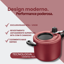 Panela de Pressão 4,5L Antiaderente com Visor de Vidro na Tampa Superior Grande Grafite/Cereja MTA