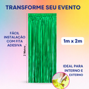 Kit Copa do Mundo – 2 Cortinas Metalizada Verde e Dourada + 2 Balões Bola Futebol + 5 Estrelas + 1 Balão Camisa Brasil