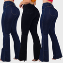 KIT 3 CALÇAS JEANS FLARE FEMININA CÓS ALTO LEVANTA BUMBUM COM LYCRA