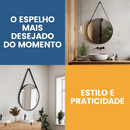 Espelho Adnet 40cm Sala Quarto Banheiro Suporte e Pendurador Alça Couro