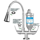 Torneira Filtro Cozinha Inox Cromado purificador Vela Carvão Ativado bancada bica Flexivel 2 jatos