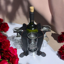 Adega de Vinhos Preta com Suporte para 4 Taças Elegância Praticidade Bancada Mesa Mdf