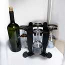 Adega de Vinhos Preta com Suporte para 4 Taças Elegância Praticidade Bancada Mesa Mdf