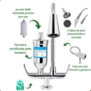Torneira Filtro Cozinha Inox Cromado purificador Vela Carvão Ativado bancada bica Flexivel 2 jatos